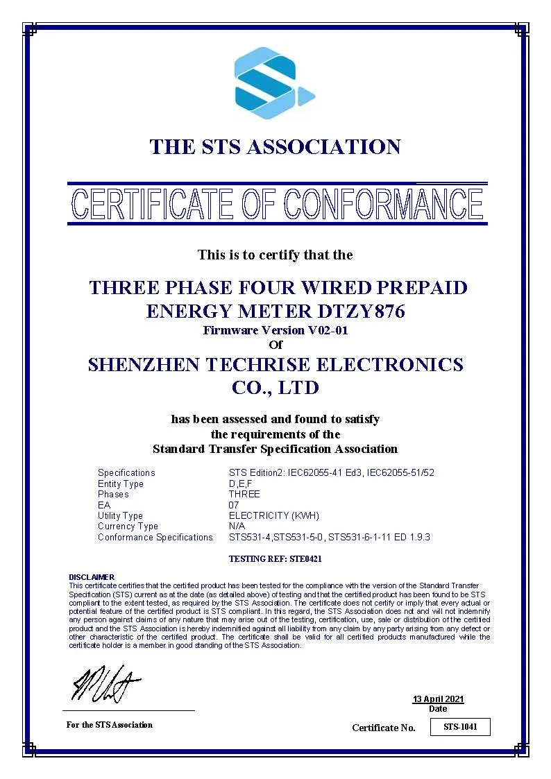 DTZY876 STS Prepayment Three Phase Four Wire Keypad Electronic Split Smart Energy Meter