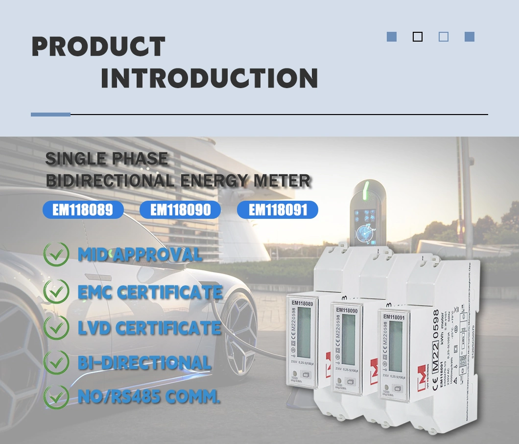 1/3 RS485 Modbus Phase Solar Energy Bidirectional Smart Meter for EV Charging Pile